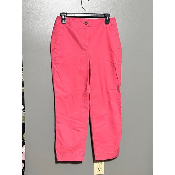 NWT Talbots size‎ 2 Pink Pants Cotton Mix Ankle Length - Picture 1 of 9